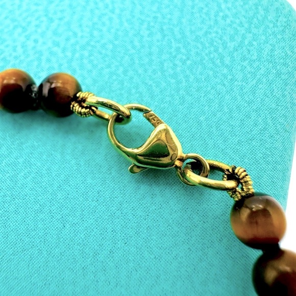 RARE Return to Tiffany & Co 18K Yellow Gold Tigers Eye Bracelet 7” Packaging - Picture 11 of 15